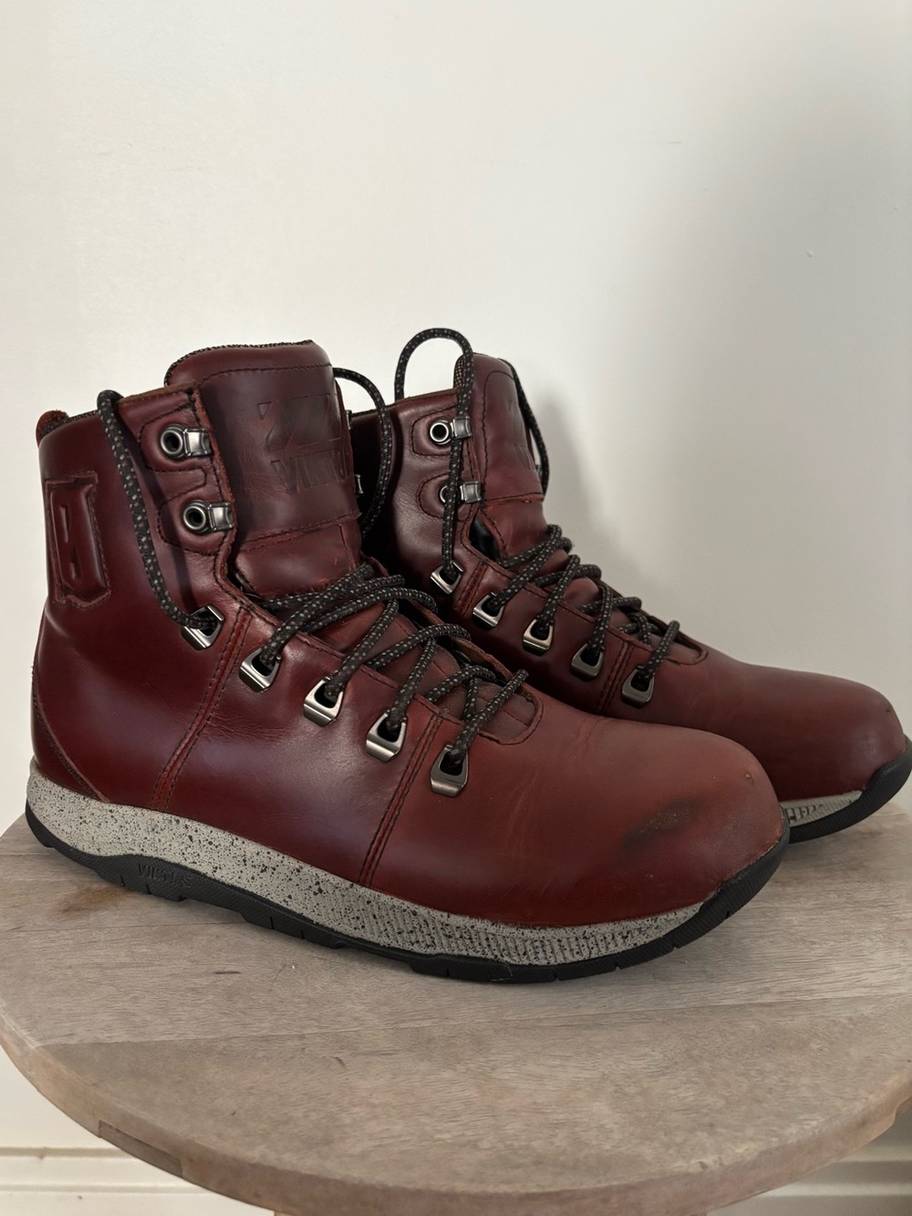 Men's Burgundy Leather Lace-Up Trail waterproof Boots